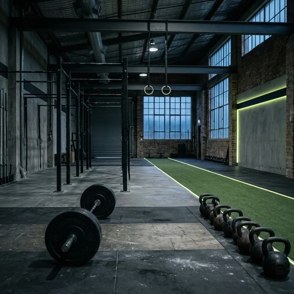 Interior of a gritty independent Australian strength and functional fitness gym